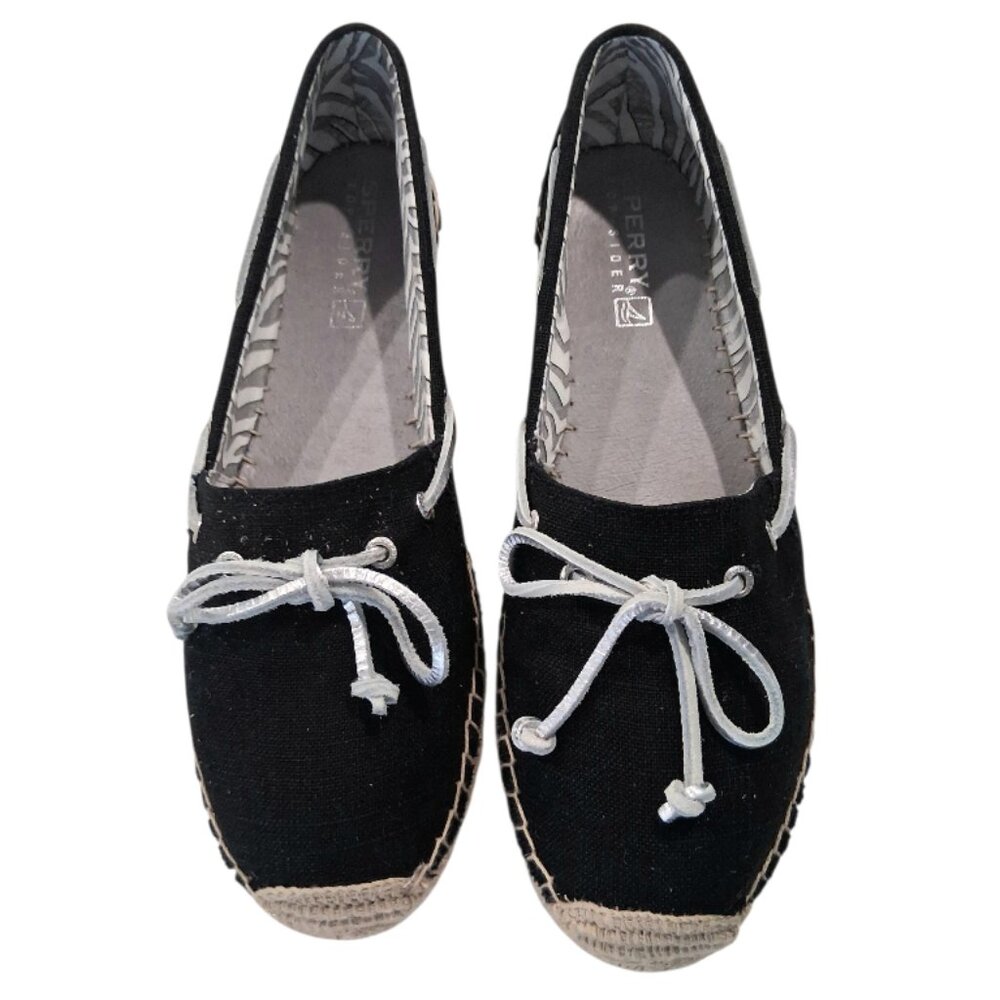 Sperry Authentic Original Katama Black Canvas Women’s Boat Shoes Sz 9.5